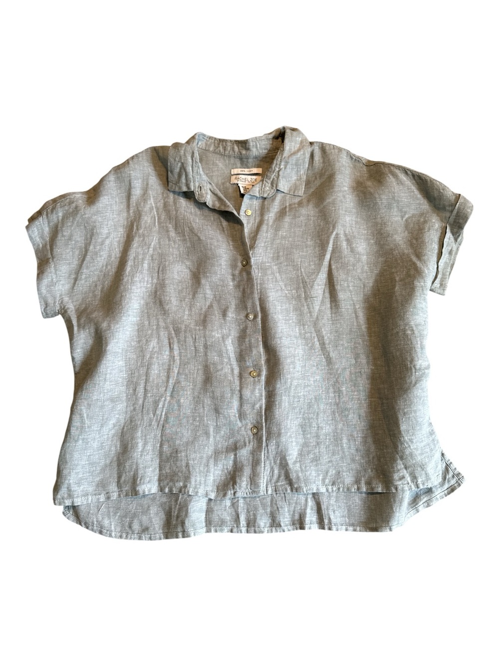 Rachel Zoe 100% Linen Short Sleeve Buttoned Top